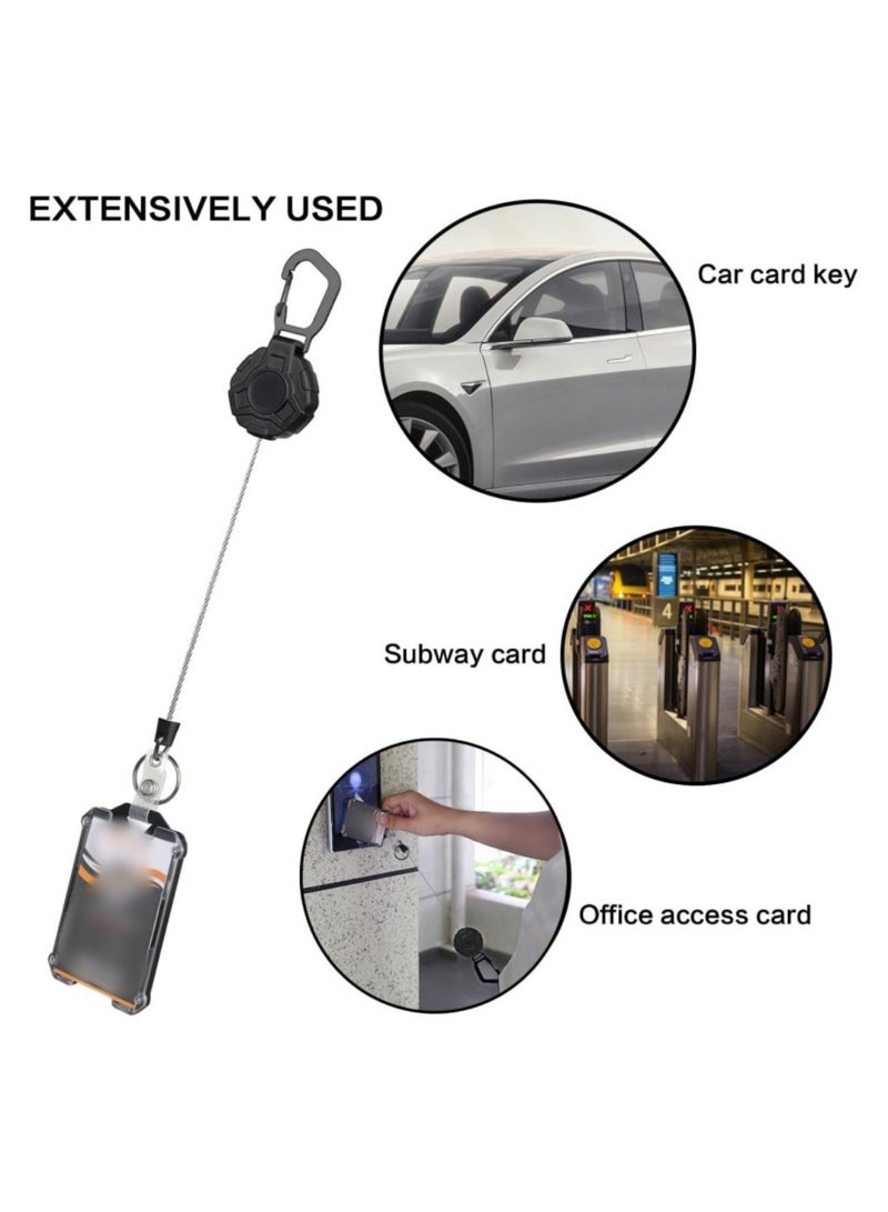 ممون حامل شارة مع مشبك قابل للسحب حلقة تسلق شديدة التحمل، سلسلة مفاتيح بكرة شارة مع حامل بطاقات هوية بحبل، حامل بطاقات هوية تكتيكي رائع - Image 4