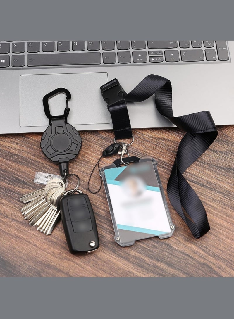 ممون حامل شارة مع مشبك قابل للسحب حلقة تسلق شديدة التحمل، سلسلة مفاتيح بكرة شارة مع حامل بطاقات هوية بحبل، حامل بطاقات هوية تكتيكي رائع - Image 5