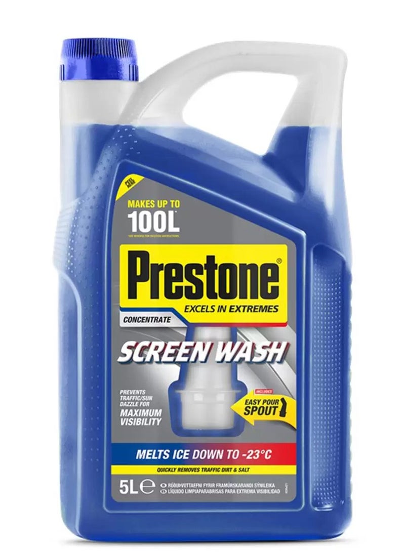 Prestone Concentrate Screenwash/ Windshield Washing Liquid For Vehicles, 5 L  - Image 1
