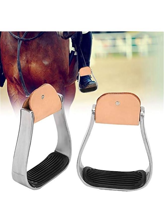 ركاب حصان من الالومنيوم، ركاب للسرج الغربي مع تصميم تاك اوفرشوز، ركاب حصان امن فوق الحذاء مع بساط قدم مطاطي مضاد للانزلاق - Image 3