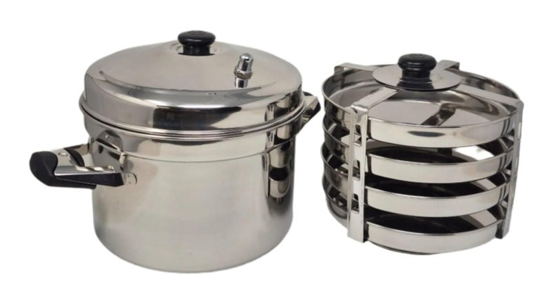 T TABAKH Tabakh 4Plate Stainless Steel Dhokla Stand with Cooker Large Silver