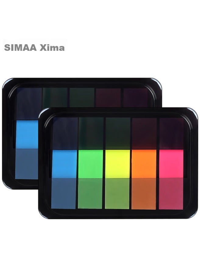 Simaa 2 عبوة 200 ورقة ملصقات مؤشر فيلم فلوري متعدد الألوان 44*12mm ملاحظات لاصقة قابلة للسحب مفكرة 8450 - Image 1