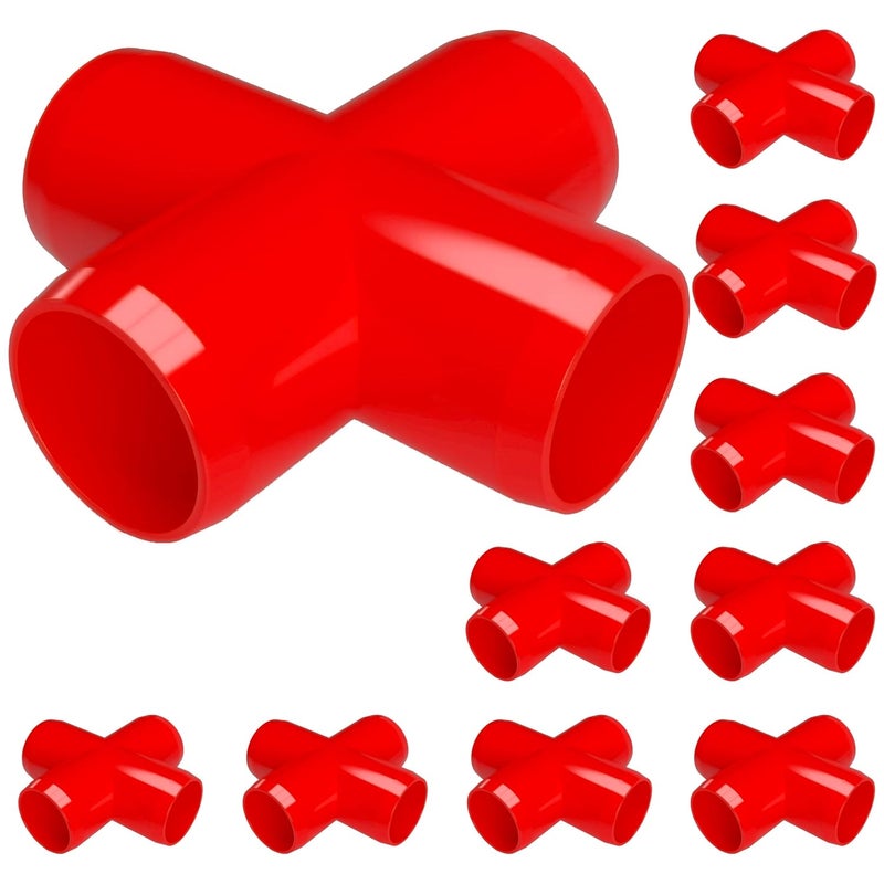 FORMUFIT F034CRX-RD-8 Cross PVC Fitting, Furniture Grade, 3/4" Size, Red (Pack of 8) - Image 1