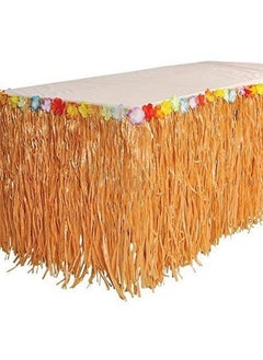 Kicko Kicko Luau Hawaiian Grass Table Skirt - 2 Pack - 9 Feet X 29 Inch - Real Hawaiian Island Party Decorations with Hibiscus Flowers, for Kids and Adult Birthdays, Polynesian Themed Events  - Image 2