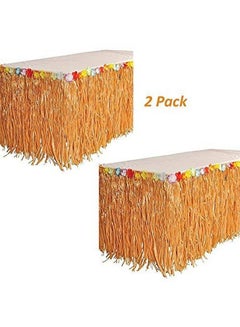 Kicko Kicko Luau Hawaiian Grass Table Skirt - 2 Pack - 9 Feet X 29 Inch - Real Hawaiian Island Party Decorations with Hibiscus Flowers, for Kids and Adult Birthdays, Polynesian Themed Events  - Image 3