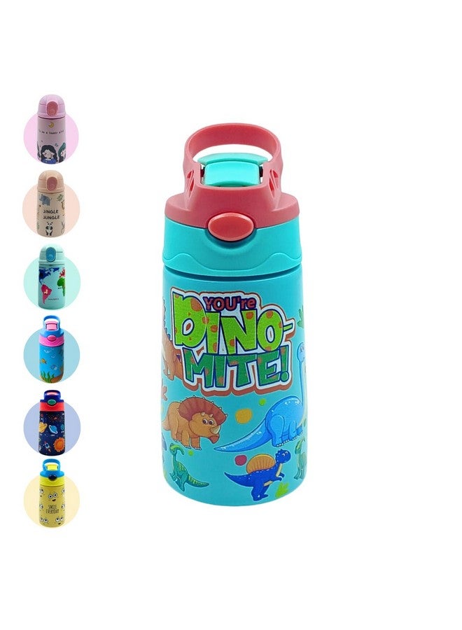 Voik- Kids Sipper Stainless Steel Water Bottle with Straw | One Click Push Button to Open | Colorful Design |Insulated Hot and Cold up to 10 Hours | Double Wall | Ideal for School, Picnics | 300 ml - Image 1