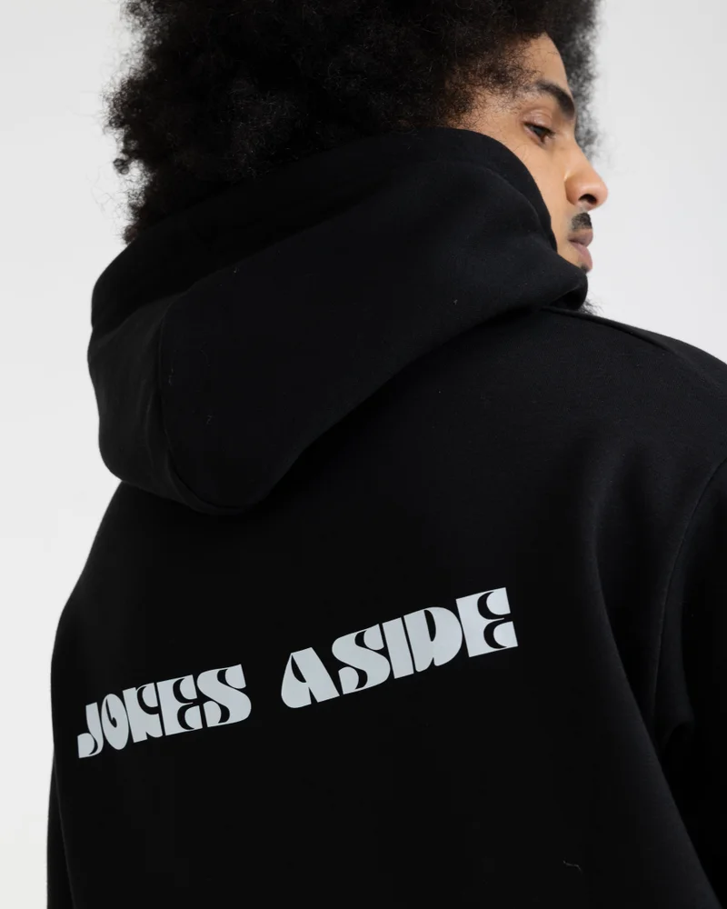 JOKES ASIDE Black LOGO Hoodie