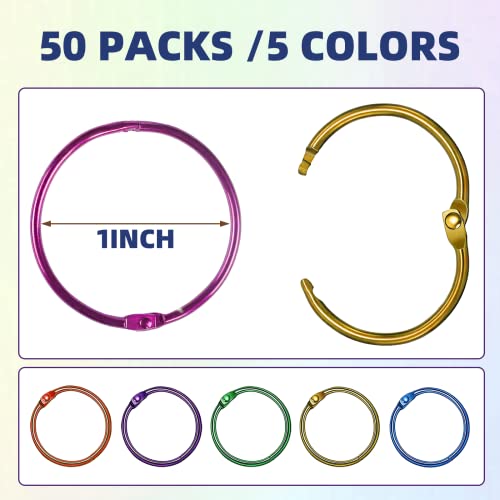 OWLKELA 1 Inch Binder Rings, Office Book Rings, Loose Leaf Rings, 50 Pcs Metallic Assorted Colors - Image 2
