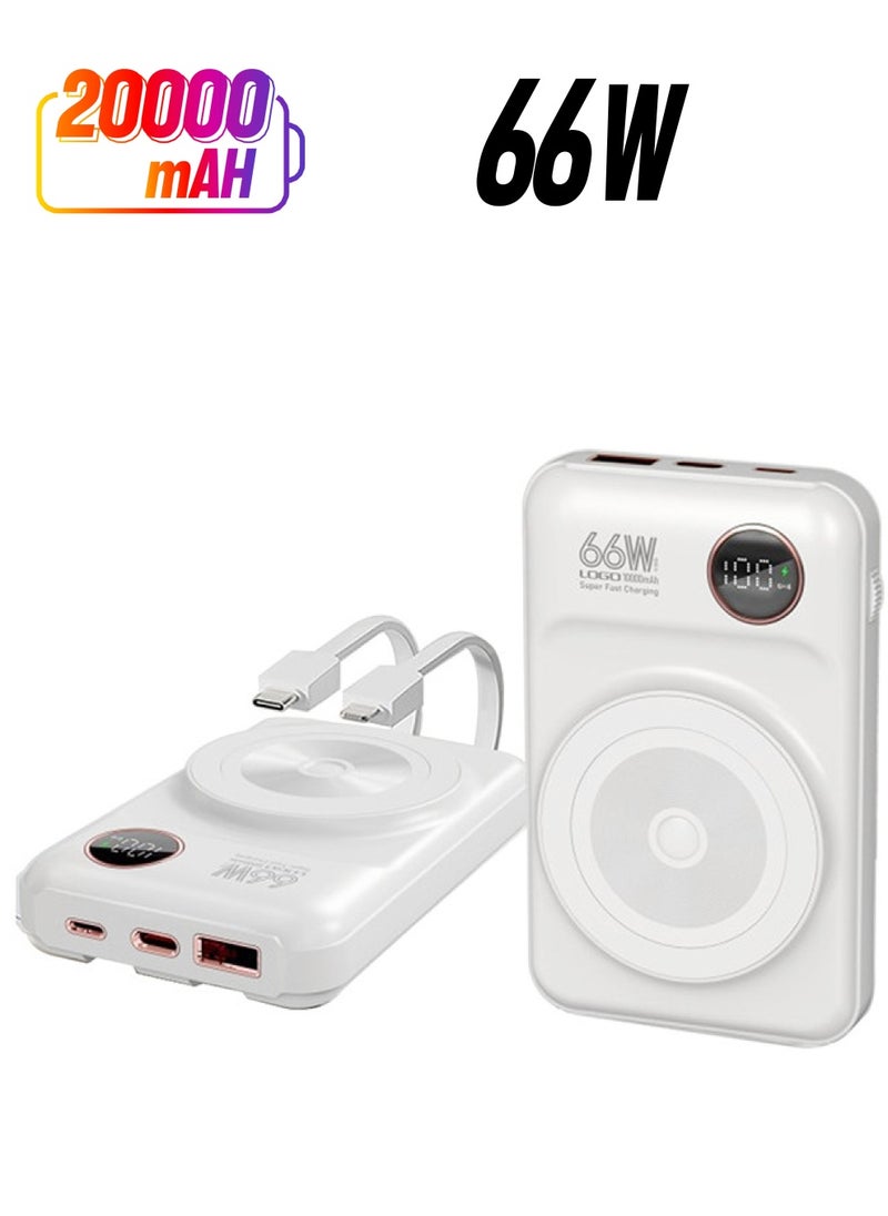 KALIO - Power Bank Fast Charging 20000mAh MagSafe 66W for Lightning and Type-C Devices, Mobile Phones, Tablets / White - Image 1