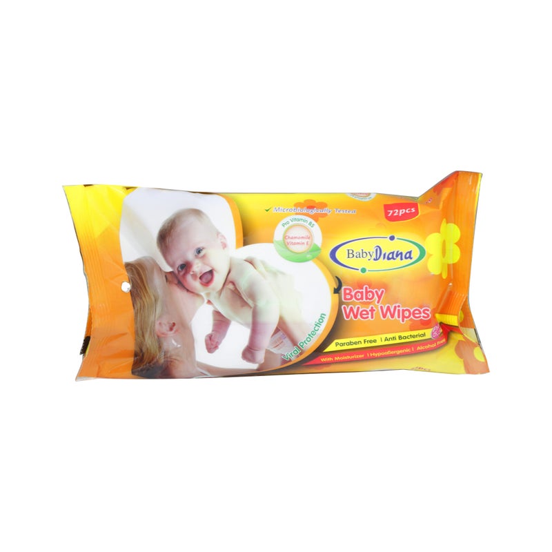 Baby Diana Chamomile Oil Baby Wet Wipes - Soothing & Gentle Care, 72 Pieces