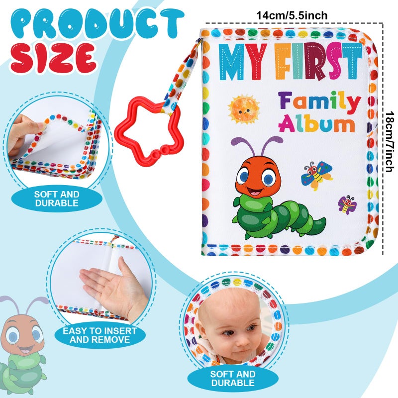 Fullhawl My First Family Album for Baby Holds 17 4x6 Pictures Baby Photo Album Soft Cloth Book for Kids Toddlers Family Memory Gift(Classic) - Image 2