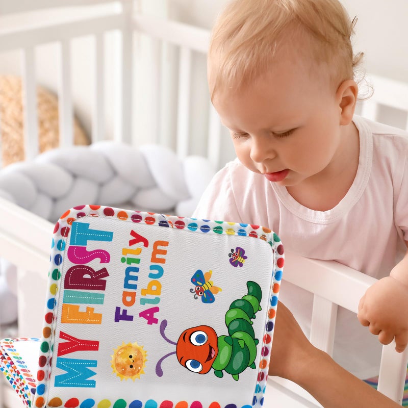 Fullhawl My First Family Album for Baby Holds 17 4x6 Pictures Baby Photo Album Soft Cloth Book for Kids Toddlers Family Memory Gift(Classic) - Image 5