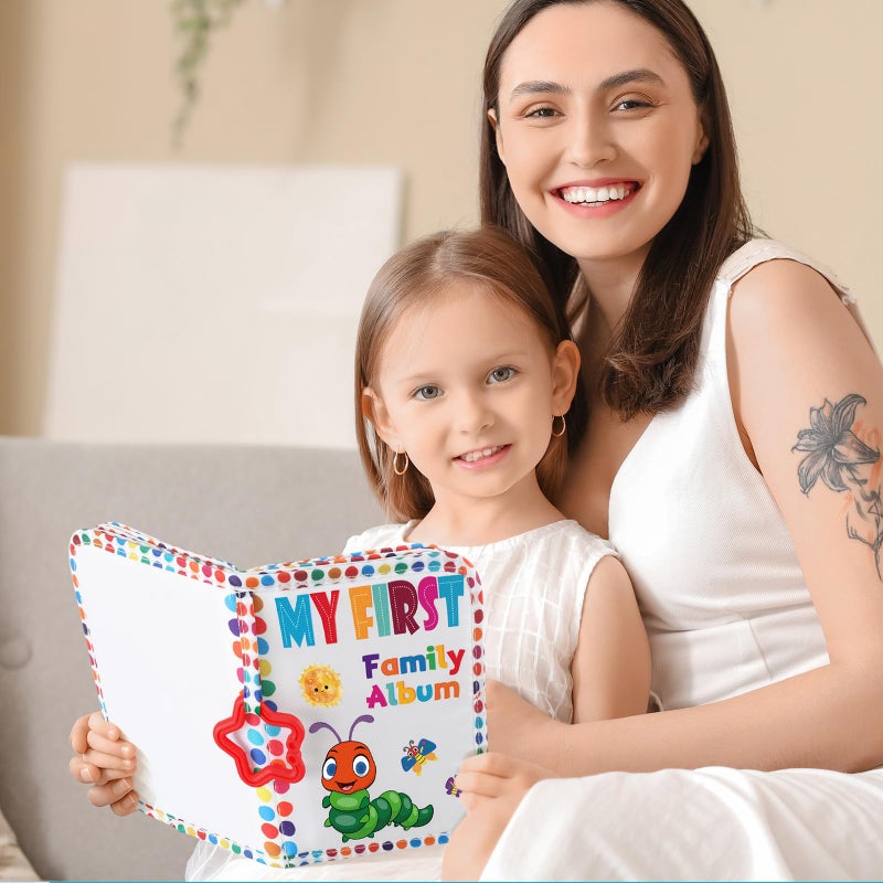 Fullhawl My First Family Album for Baby Holds 17 4x6 Pictures Baby Photo Album Soft Cloth Book for Kids Toddlers Family Memory Gift(Classic) - Image 4