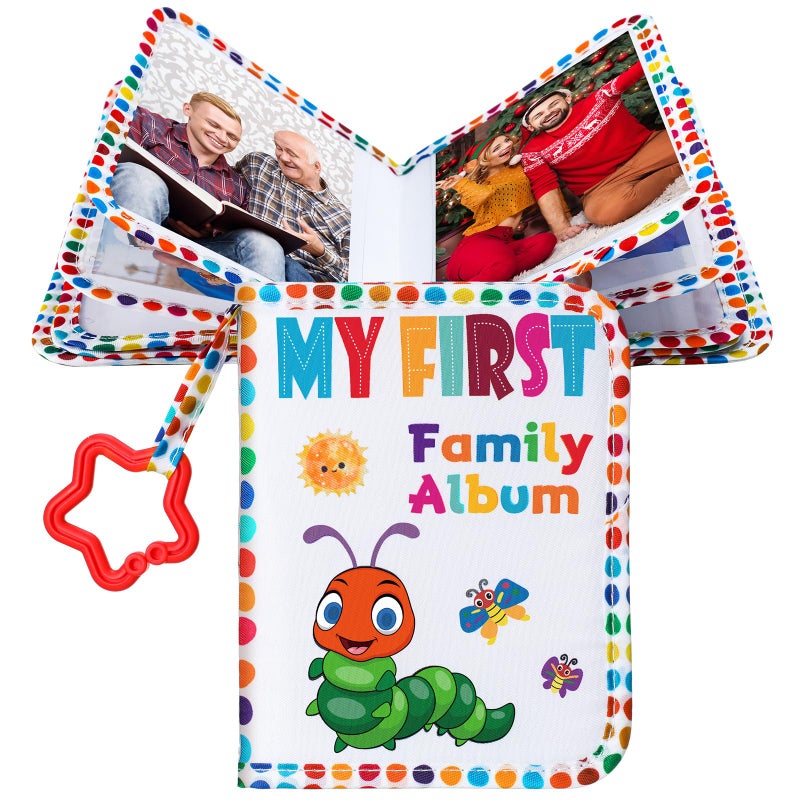 Fullhawl My First Family Album for Baby Holds 17 4x6 Pictures Baby Photo Album Soft Cloth Book for Kids Toddlers Family Memory Gift(Classic) - Image 1