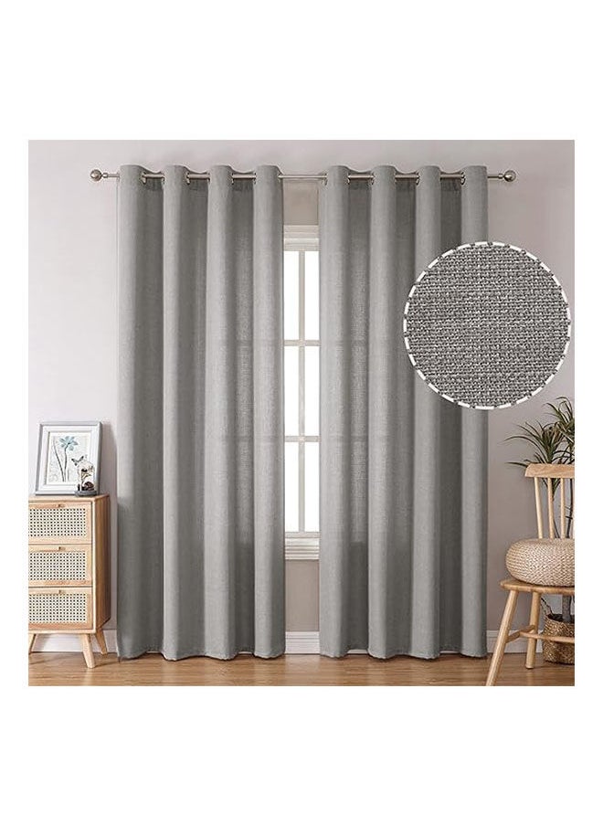 Intex Curtains House - Natural Linen Semi Transparent Curtain For Living Rooms And Bedroom With Steel Grommets 2 Pcs - Image 1