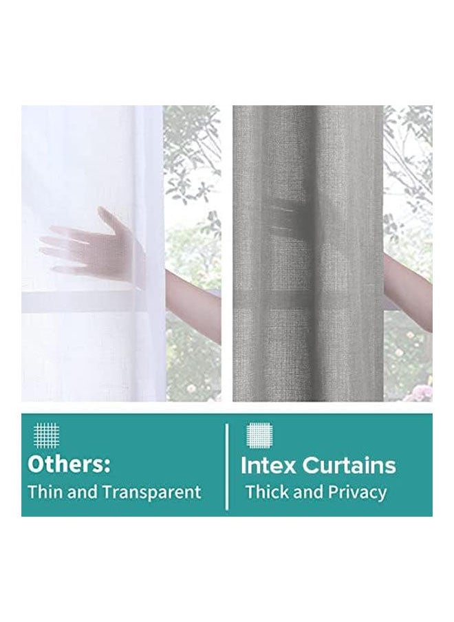 Intex Curtains House - Natural Linen Semi Transparent Curtain For Living Rooms And Bedroom With Steel Grommets 2 Pcs - Image 1