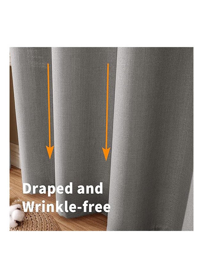 Intex Curtains House - Natural Linen Semi Transparent Curtain For Living Rooms And Bedroom With Steel Grommets 2 Pcs - Image 1