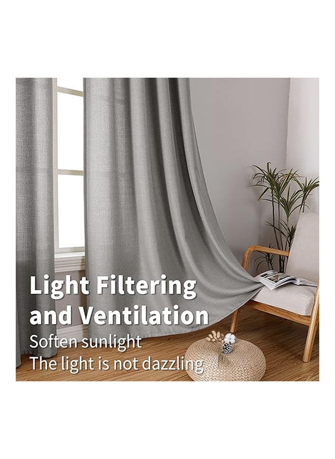 Intex Curtains House - Natural Linen Semi Transparent Curtain For Living Rooms And Bedroom With Steel Grommets 2 Pcs - Image 1