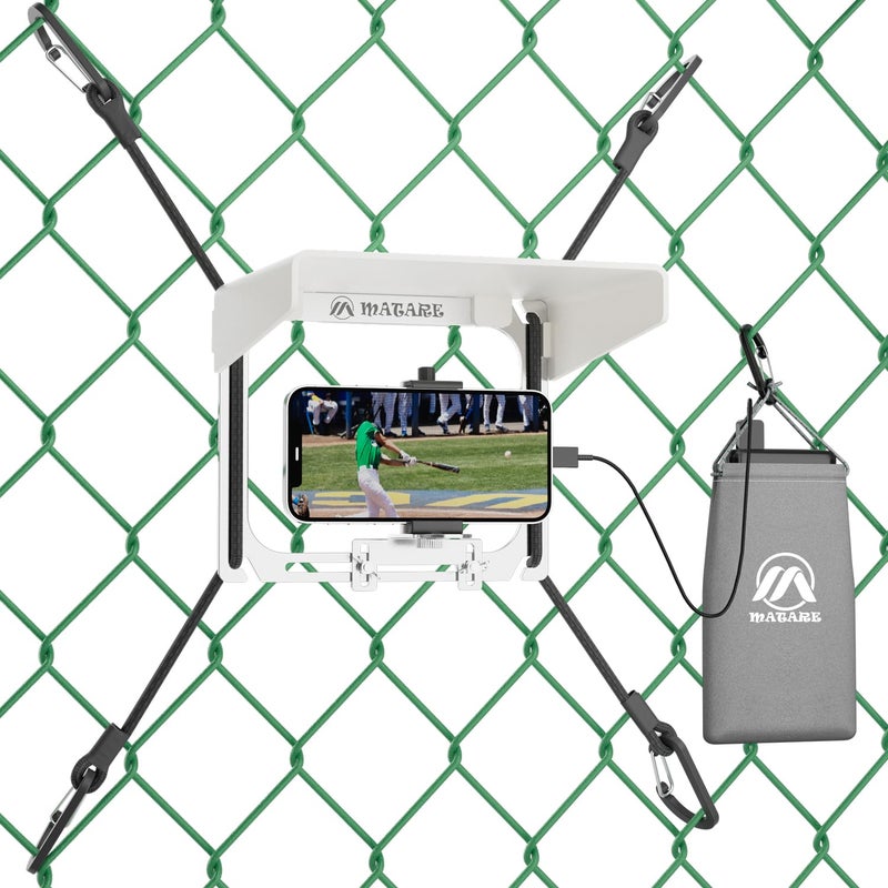 Matare Cell Phone Fence Mount with Shade, Game Recording Mounting Kit Works with Gamechanger, iPhone, Mevo Start, Phones, and GoPro, for Recording Baseball,Softball and Tennis Games(Mini Plus) - Image 1