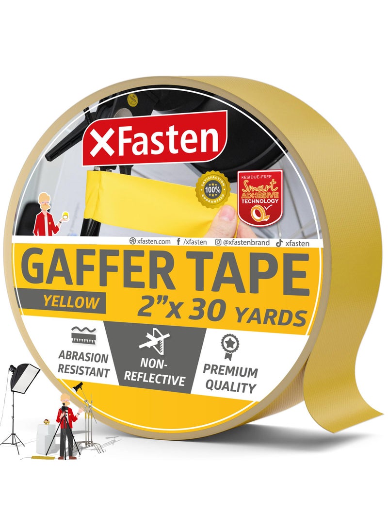 XFasten XFasten Yellow Gaffers Tape 2 Inch x 30 Yards, Cable Management Gaffer Tape, Ideal Indoor, Outdoor Pro Gaff Tape 2 Inch, Non-Reflective Matte Gaffing for Photography, Music, Film, Events  - Image 1