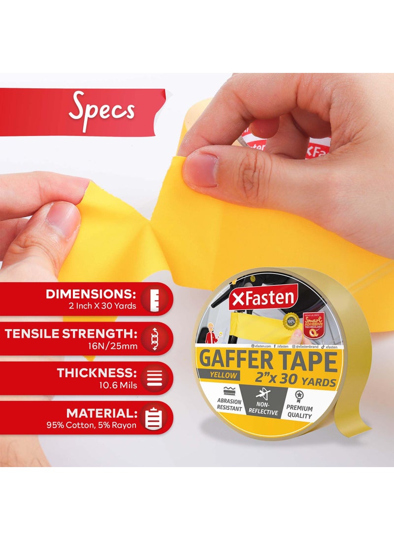 XFasten XFasten Yellow Gaffers Tape 2 Inch x 30 Yards, Cable Management Gaffer Tape, Ideal Indoor, Outdoor Pro Gaff Tape 2 Inch, Non-Reflective Matte Gaffing for Photography, Music, Film, Events  - Image 2