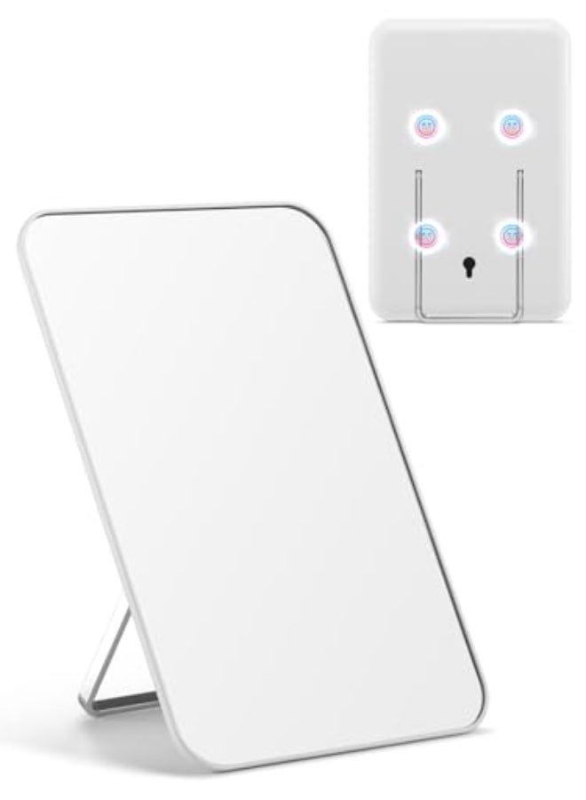 MAGNETIC LOCKER MIRROR FOR SCHOOL 8 X 5 INCHES DESK MAKEUP MIRROR WITH FOLDABLE STAND AND HANGING HOLE FOR SHAVING STRONG MAGNETS FOR SECURE ATTACHMENTWHITE