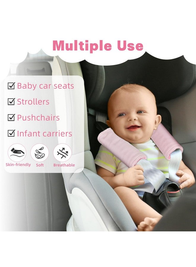 GFU Car Seat Strap Pads for Baby, Soft Shoulder Pads for Comfort, Reversible Seatbelt Covers for Kids, Perfect for Baby Car Seat, Stroller, Swing, High Chair, Size: 6.5 x 6.5 inch, Pink - Image 5
