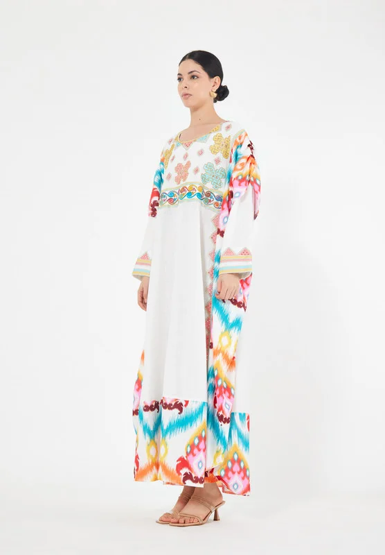 Thouq Tiered Sleeve Embroidered Jalabiya