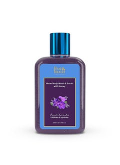 Blue Nectar Exfoliating Body Wash & Scrub For Rough & Bumpy Skin | French Lavender Tan Removal Body Scrub For Women & Men (10 Herbs, 250Ml) 