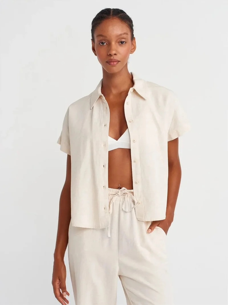 ديلفين Dilvin Oversized Cropped Shirt