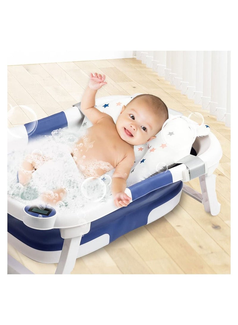 كول بيبي حوض استحمام للأطفال قابل للطي، حوض استحمام للأطفال مع وسادة ناعمة، حوض استحمام محمول للسفر مع فتحة تصريف - Image 2