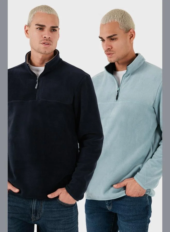 Buratti Regular Fit Anti-Pilling Non-Pilling Standing Collar Raised 2-Pack Polar Men's POLAR 5896700S2