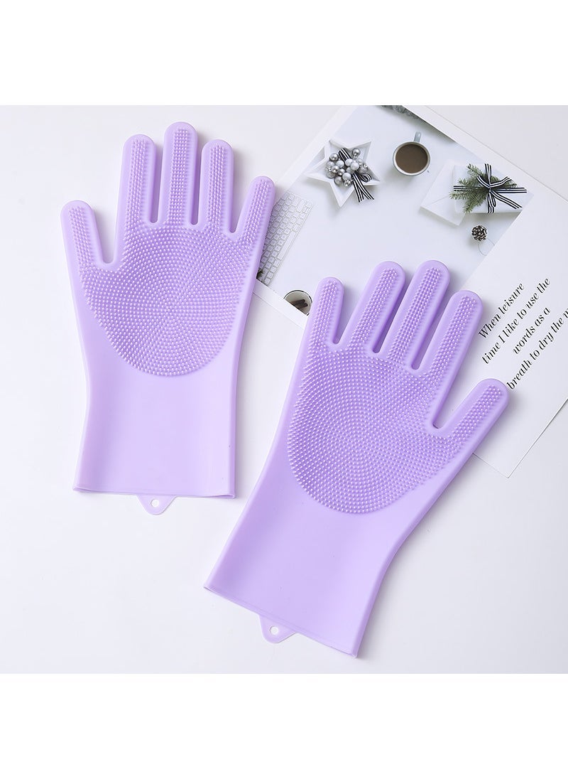 Silicone Thick Gloves for Multi-purpose Cleaning 120g purple