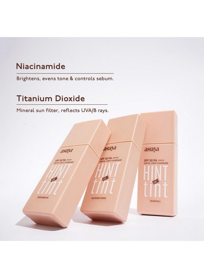 Asaya أسايا جميع أنواع البشرة تحت شمس واحدة لمسة من اللون واقي شمس ملون 50 SPF PA++++ تغطية خفيفة غير لامعة صيفية رملية 40 مل - Image 3