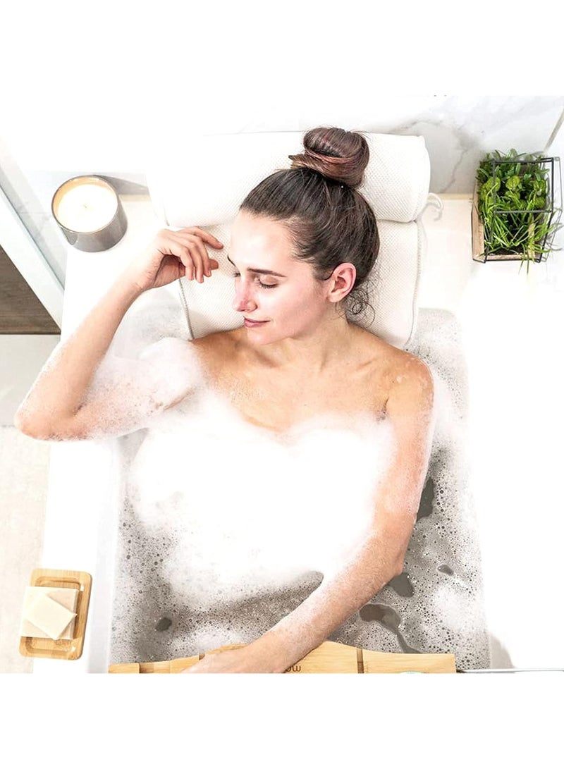 Waterproof Bathtub Pillow with 6 Large Non-Slip Suction Cups – Ultimate Support for Head, Neck & Back – Comfortable Spa Bath Cushion in White - Image 4