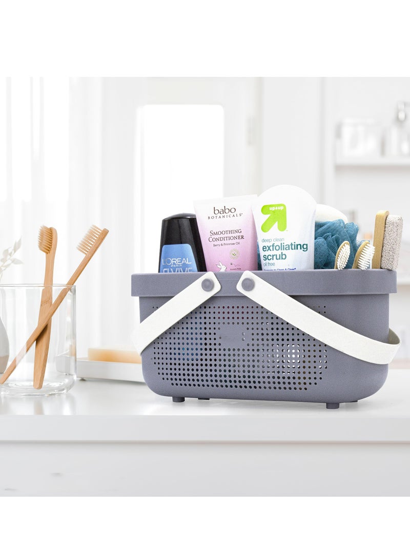 Suntown Plastic Organizer Storage Baskets with Soft Silicone Handles Storage Bins Organizer for Bathroom and kitchen Shampoo, Body Wash, Shower Essentials, Makeup(Gray) - Image 3