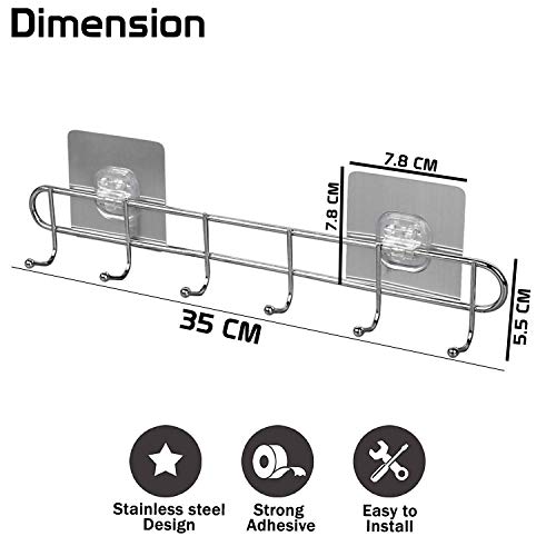 ADTALA Stainless Steel Waterproof and Oil Proof Nail Free Heavy Duty Wall Hook and Ceiling Hanger for Bathroom and Kitchen, Transparent - Image 2