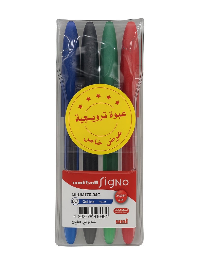 يوني بول قلم جل سيجنو 0.7 مم = 4 قطع