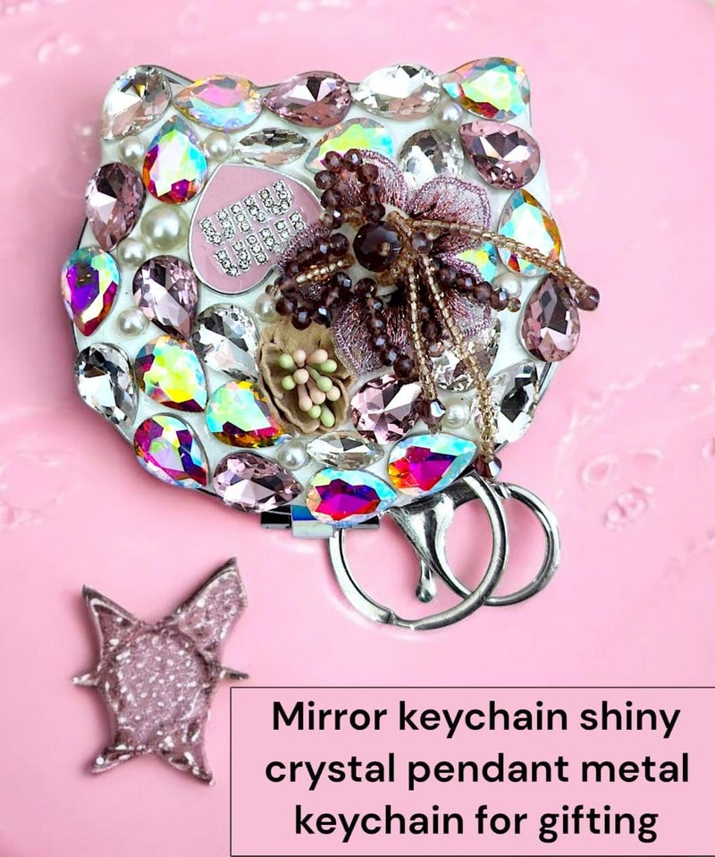 Tera13 TERA 13 Mirror for Makeup 1 Pcs Cartoon Shape Mirror Keyring for Girls Crystal Portable Miror Small Mirror Keychain Mirror for Women Purse Bag Handheld Folding Travel Mirror  - Image 5