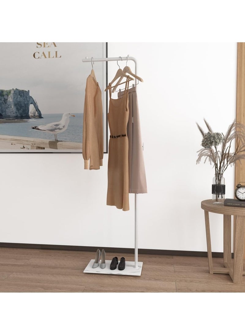 Bluejw Metal Coat Rack Freestanding with Natural Marble Base 67” 170cm Entryway Coats Hanger Stand with 3 Hooks, Home Bedroom Hotel Hall Tree for Coats, Hats, Scarves, Clothes, and Handbags  - Image 5