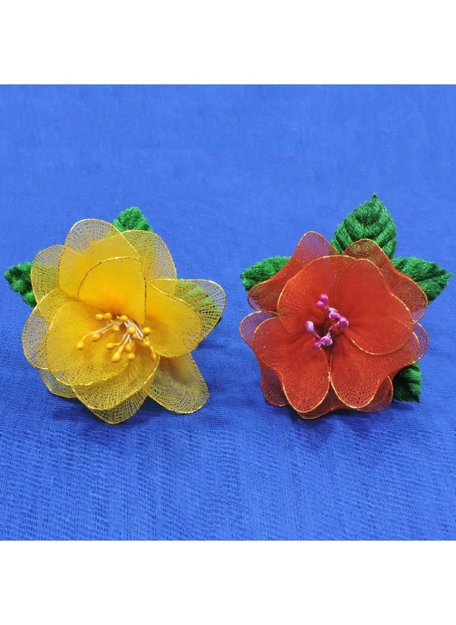 Asian Hobby Crafts - Asian Hobby Crafts Paper Flower Making Dual Color Stocking Cloth (10 Pieces, Length: 12-Inch), Multicolor - Image 1