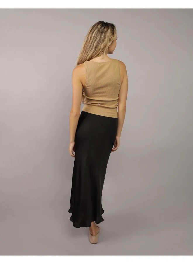 American Eagle AE High-Waisted Satin Midi Skirt
