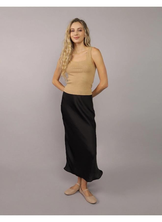 American Eagle AE High-Waisted Satin Midi Skirt - Image 1