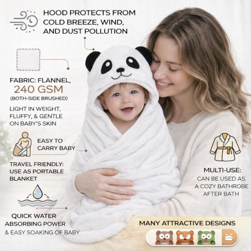 BRANDONN New Born Baby Blanket Pack of Super Soft Bathrobe Wrapper Bath Towel for Boys, Girls, Babies (White, Length 82 cm x Width 82 cm, 0-12 Months) - Image 2