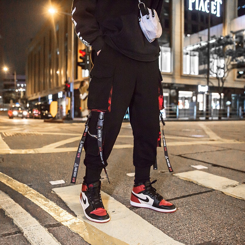Autumn Mens Hip Hop Trousers with Tapered Cuffs Black G12 - Image 2
