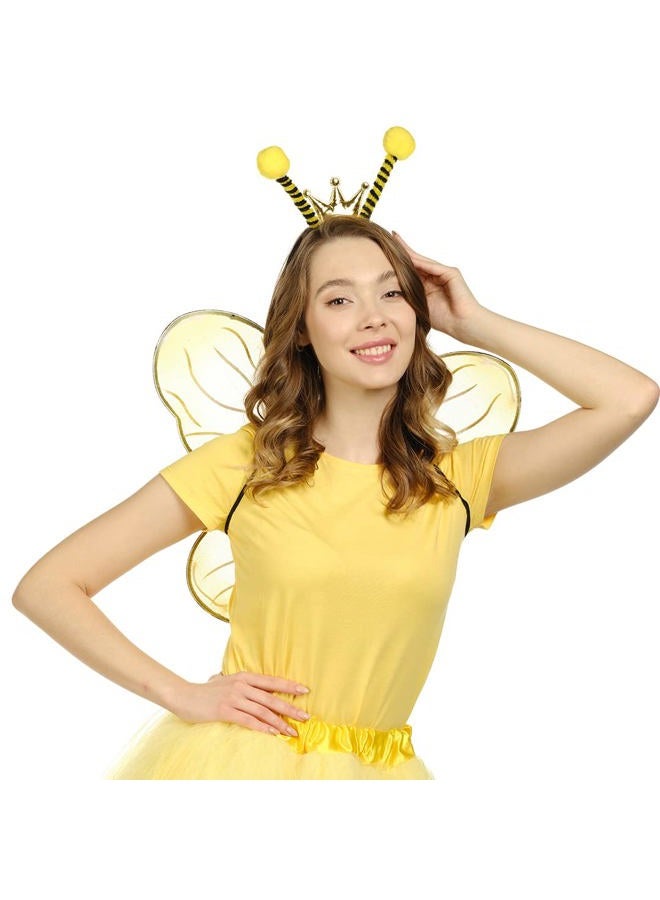 FUNCREDIBLE Bumble Bee Costume Accessories | Bee Wings and Bee Antenna Headband Set | Honey Bee Costumes | Halloween Bumblebee Cosplay Party Favors for Women, Men and Kids - Image 4