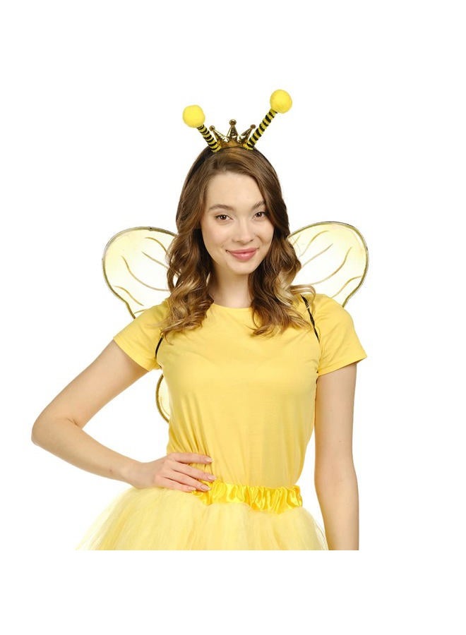FUNCREDIBLE Bumble Bee Costume Accessories | Bee Wings and Bee Antenna Headband Set | Honey Bee Costumes | Halloween Bumblebee Cosplay Party Favors for Women, Men and Kids - Image 5