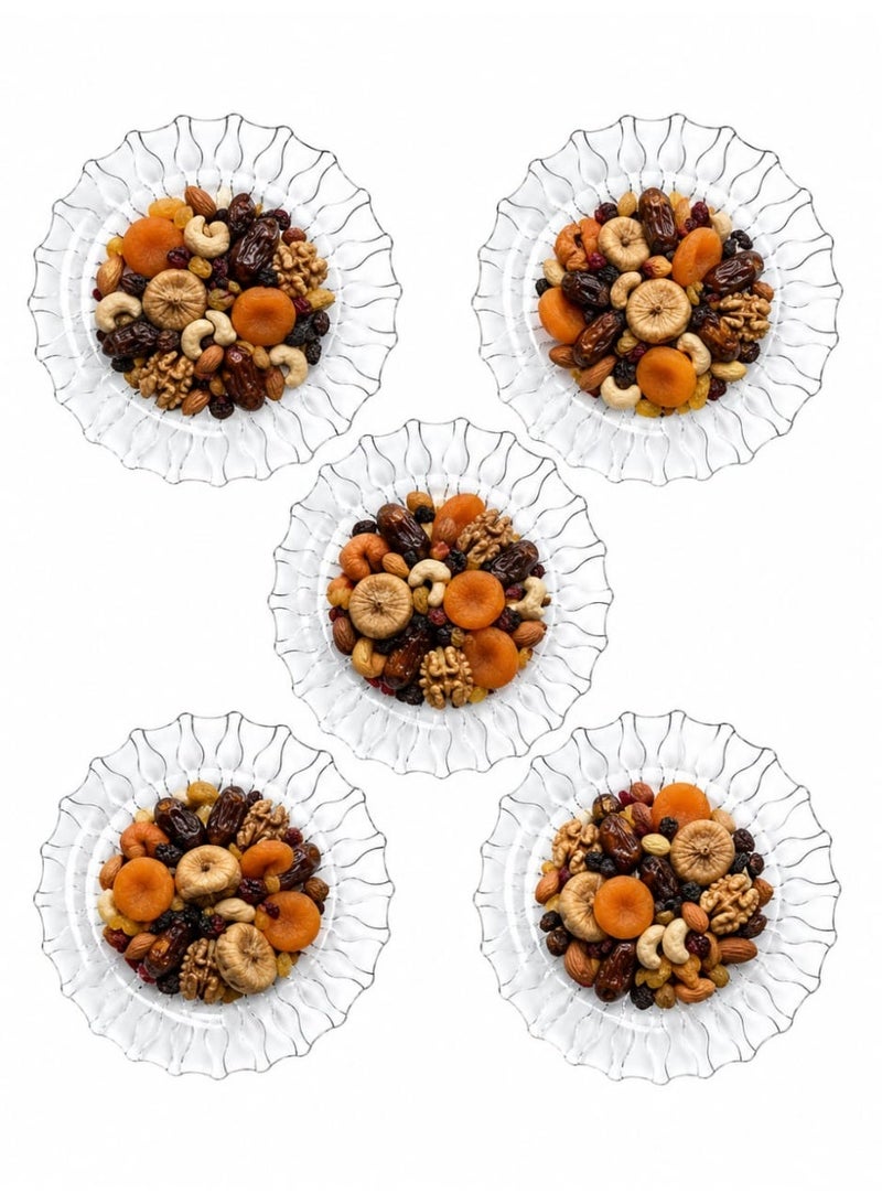 Reema Set of 5 Clear Crystal Glass Serving Dishes – Elegant for Dates, Sweets, and Fruit - Image 1