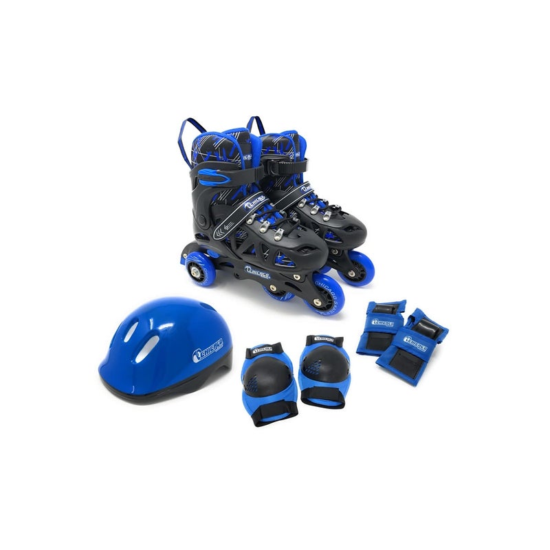 Chicago Skates Inline Training Skate Combo Set - Blue, Boys -Medium Sizes 1-4 - Image 1