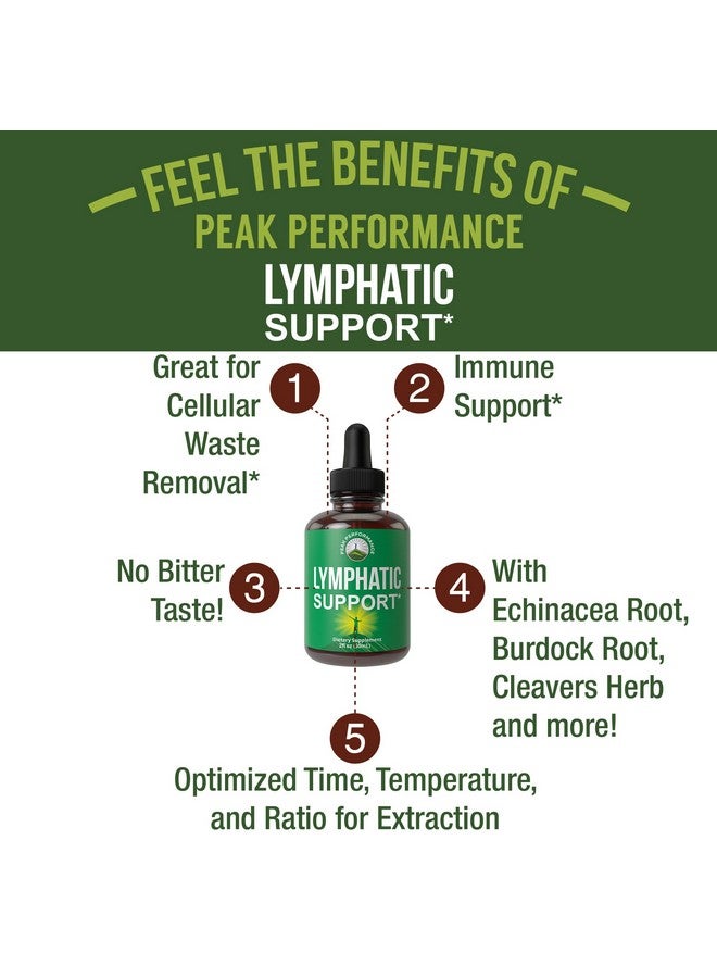 Peak Performance Lymphatic Drainage Drops. Sugar Free 7-in-1 Lymph Detox And Cleanse Support. Vegan Supplement with Echinacea, Red Clover Blossom, Burdock Root, Cleavers Herb, Licorice Root, And More! - Image 2